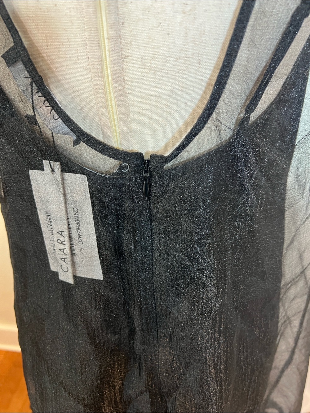Caara Melody Black Sheer Ruffle-Hem Maxi Dress. Size XS. NWT - Picture 10 of 16